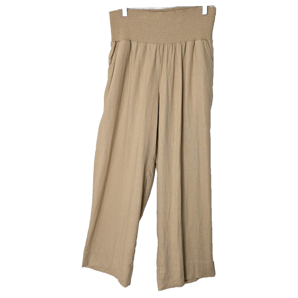 Ingrid & Isabel Wide Leg Maternity Pants in Beige